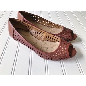 Giani Bernini Perforated Peep Toe Low Wedge Heel
